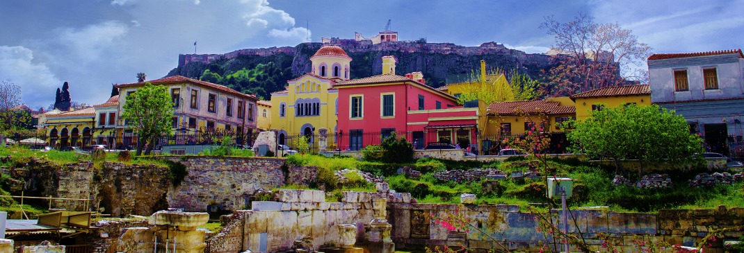 Houses on a hillside in Greece